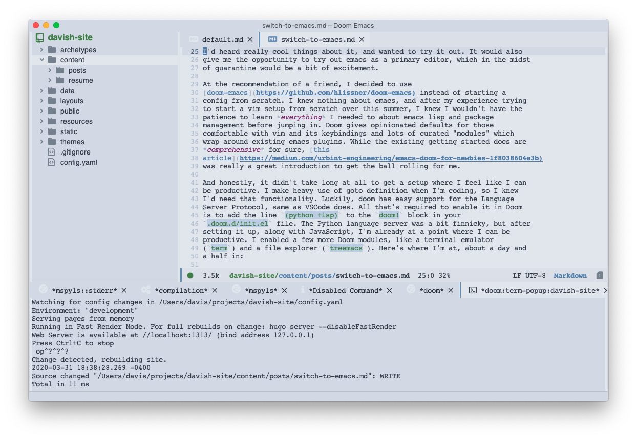 Configured Emacs Screenshot
